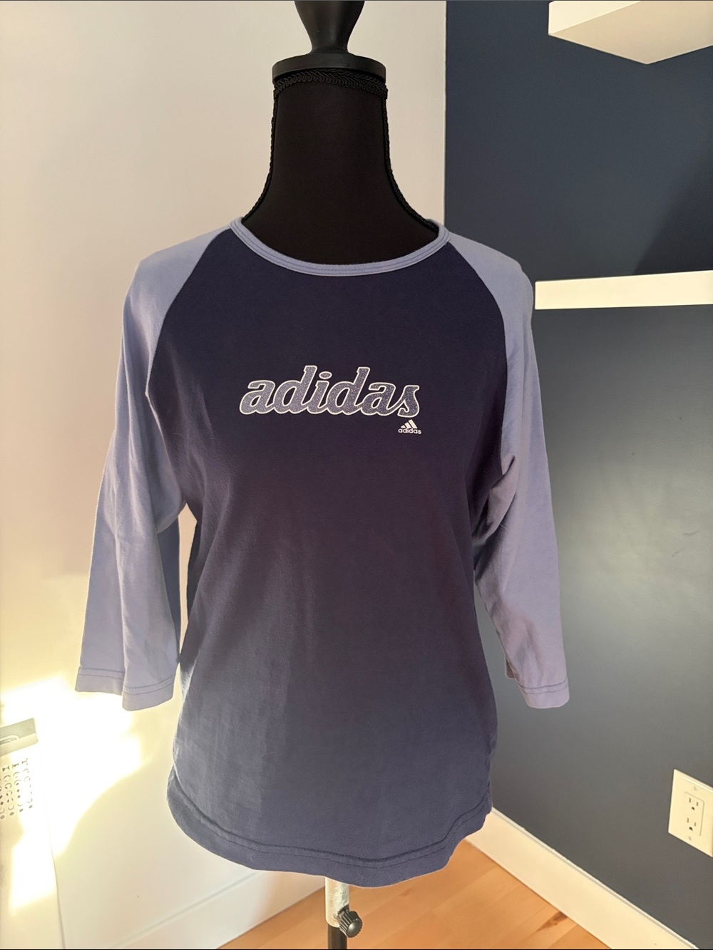 Vintage Adidas Navy and Light Lavender Tee
